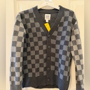 GAP kids Black and Gray Checkered Cardigan